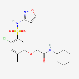 molecular formula C18H22ClN3O5S B4558579 2-{4-chloro-5-[(3-isoxazolylamino)sulfonyl]-2-methylphenoxy}-N-cyclohexylacetamide 