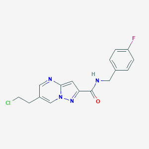 molecular formula C16H14ClFN4O B455860 6-(2-chloroethyl)-N-(4-fluorobenzyl)pyrazolo[1,5-a]pyrimidine-2-carboxamide 