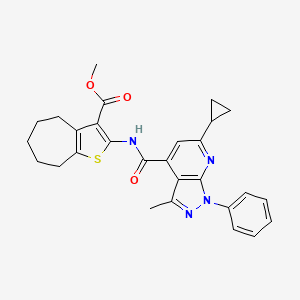 methyl 2-{[(6-cyclopropyl-3-methyl-1-phenyl-1H-pyrazolo[3,4-b]pyridin-4-yl)carbonyl]amino}-5,6,7,8-tetrahydro-4H-cyclohepta[b]thiophene-3-carboxylate