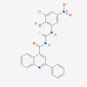 molecular formula C23H15ClN4O4S B455865 N-[(3-chloro-2-hydroxy-5-nitrophenyl)carbamothioyl]-2-phenylquinoline-4-carboxamide 
