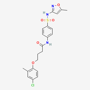 molecular formula C21H22ClN3O5S B4558654 4-(4-chloro-2-methylphenoxy)-N-(4-{[(5-methyl-3-isoxazolyl)amino]sulfonyl}phenyl)butanamide 