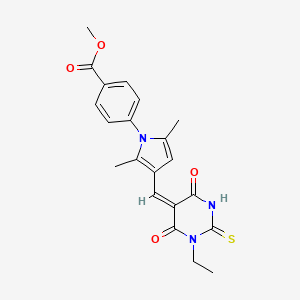 molecular formula C21H21N3O4S B4558695 methyl 4-{3-[(1-ethyl-4,6-dioxo-2-thioxotetrahydro-5(2H)-pyrimidinylidene)methyl]-2,5-dimethyl-1H-pyrrol-1-yl}benzoate 