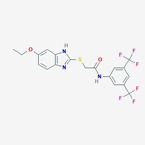 molecular formula C19H15F6N3O2S B455873 N-[3,5-bis(trifluoromethyl)phenyl]-2-[(5-ethoxy-1H-benzimidazol-2-yl)sulfanyl]acetamide 