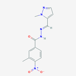 molecular formula C13H13N5O3 B455874 4-nitro-3-methyl-N'-[(1-methyl-1H-pyrazol-5-yl)methylene]benzohydrazide 