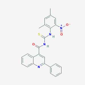molecular formula C25H20N4O3S B455876 N-[(2,4-dimethyl-6-nitrophenyl)carbamothioyl]-2-phenylquinoline-4-carboxamide 