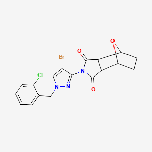 molecular formula C18H15BrClN3O3 B4558767 4-[4-bromo-1-(2-chlorobenzyl)-1H-pyrazol-3-yl]-10-oxa-4-azatricyclo[5.2.1.0~2,6~]decane-3,5-dione 