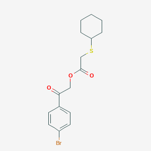 molecular formula C16H19BrO3S B455878 2-(4-Bromophenyl)-2-oxoethyl (cyclohexylsulfanyl)acetate 