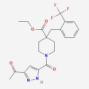 molecular formula C22H24F3N3O4 B4558798 ethyl 1-[(3-acetyl-1H-pyrazol-5-yl)carbonyl]-4-[2-(trifluoromethyl)benzyl]-4-piperidinecarboxylate 