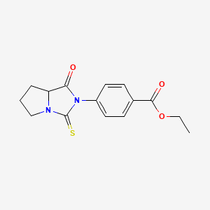 molecular formula C15H16N2O3S B4558824 ethyl 4-(1-oxo-3-thioxotetrahydro-1H-pyrrolo[1,2-c]imidazol-2(3H)-yl)benzoate 