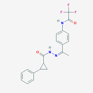 molecular formula C20H18F3N3O2 B455883 2,2,2-trifluoro-N-(4-{N-[(2-phenylcyclopropyl)carbonyl]ethanehydrazonoyl}phenyl)acetamide 