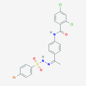 molecular formula C21H16BrCl2N3O3S B455884 N-(4-{N-[(4-bromophenyl)sulfonyl]ethanehydrazonoyl}phenyl)-2,4-dichlorobenzamide 