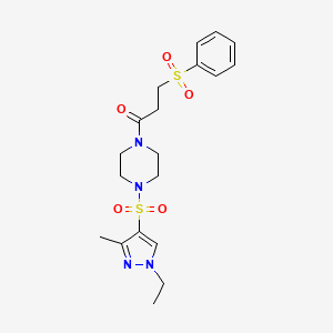 1-[(1-ethyl-3-methyl-1H-pyrazol-4-yl)sulfonyl]-4-[3-(phenylsulfonyl)propanoyl]piperazine