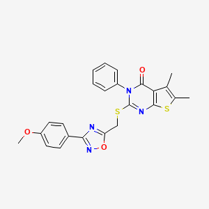molecular formula C24H20N4O3S2 B4558924 2-({[3-(4-methoxyphenyl)-1,2,4-oxadiazol-5-yl]methyl}thio)-5,6-dimethyl-3-phenylthieno[2,3-d]pyrimidin-4(3H)-one 