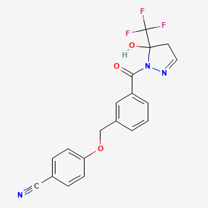 molecular formula C19H14F3N3O3 B4558943 4-[(3-{[5-hydroxy-5-(trifluoromethyl)-4,5-dihydro-1H-pyrazol-1-yl]carbonyl}benzyl)oxy]benzonitrile 