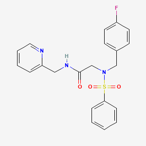 molecular formula C21H20FN3O3S B4558945 N~2~-(4-氟苄基)-N~2~-(苯磺酰基)-N~1~-(2-吡啶基甲基)甘氨酰胺 