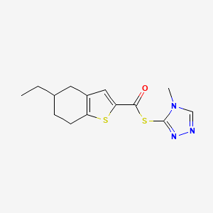 molecular formula C14H17N3OS2 B4558979 S-(4-methyl-4H-1,2,4-triazol-3-yl) 5-ethyl-4,5,6,7-tetrahydro-1-benzothiophene-2-carbothioate 