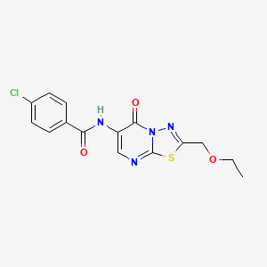 4-chloro-N-[2-(ethoxymethyl)-5-oxo-5H-[1,3,4]thiadiazolo[3,2-a]pyrimidin-6-yl]benzamide