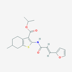 molecular formula C20H23NO4S B455902 Isopropyl 2-{[3-(2-furyl)acryloyl]amino}-6-methyl-4,5,6,7-tetrahydro-1-benzothiophene-3-carboxylate 
