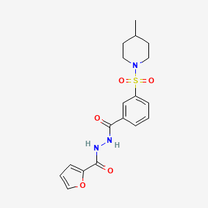 molecular formula C18H21N3O5S B4559021 N'-{3-[(4-methyl-1-piperidinyl)sulfonyl]benzoyl}-2-furohydrazide 