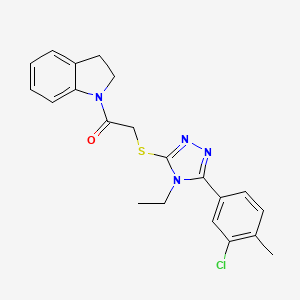 molecular formula C21H21ClN4OS B4559033 2-{[5-(3-chloro-4-methylphenyl)-4-ethyl-4H-1,2,4-triazol-3-yl]sulfanyl}-1-(2,3-dihydro-1H-indol-1-yl)ethanone 