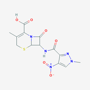 molecular formula C13H13N5O6S B455917 7-[({4-nitro-1-methyl-1H-pyrazol-3-yl}carbonyl)amino]-3-methyl-8-oxo-5-thia-1-azabicyclo[4.2.0]oct-2-ene-2-carboxylic acid 