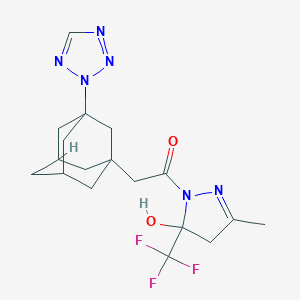 molecular formula C18H23F3N6O2 B455919 3-methyl-1-{[3-(2H-tetraazol-2-yl)-1-adamantyl]acetyl}-5-(trifluoromethyl)-4,5-dihydro-1H-pyrazol-5-ol 