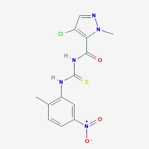 molecular formula C13H12ClN5O3S B455921 N-[(4-chloro-1-methyl-1H-pyrazol-5-yl)carbonyl]-N'-{5-nitro-2-methylphenyl}thiourea 