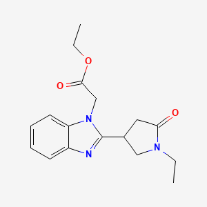 ethyl 2-[2-(1-ethyl-5-oxopyrrolidin-3-yl)-1H-1,3-benzodiazol-1-yl]acetate