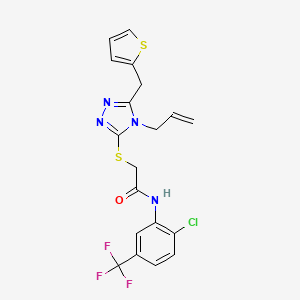 molecular formula C19H16ClF3N4OS2 B4559228 2-{[4-allyl-5-(2-thienylmethyl)-4H-1,2,4-triazol-3-yl]thio}-N-[2-chloro-5-(trifluoromethyl)phenyl]acetamide 