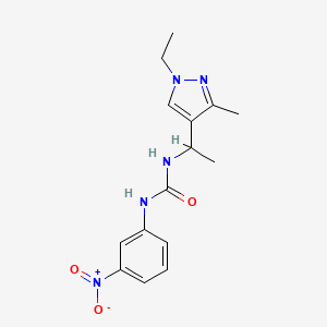 molecular formula C15H19N5O3 B4559258 1-[1-(1-ethyl-3-methyl-1H-pyrazol-4-yl)ethyl]-3-(3-nitrophenyl)urea 