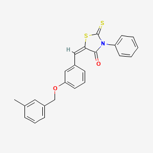 (5E)-5-[[3-[(3-methylphenyl)methoxy]phenyl]methylidene]-3-phenyl-2-sulfanylidene-1,3-thiazolidin-4-one