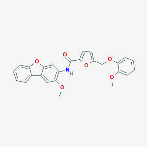 molecular formula C26H21NO6 B455928 N-(2-methoxydibenzo[b,d]furan-3-yl)-5-[(2-methoxyphenoxy)methyl]-2-furamide 