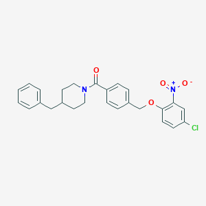 molecular formula C26H25ClN2O4 B455929 4-Benzyl-1-[4-({4-chloro-2-nitrophenoxy}methyl)benzoyl]piperidine 