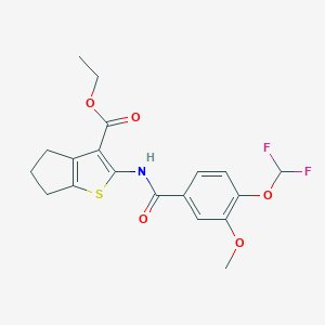 ethyl 2-({[4-(difluoromethoxy)-3-methoxyphenyl]carbonyl}amino)-5,6-dihydro-4H-cyclopenta[b]thiophene-3-carboxylate