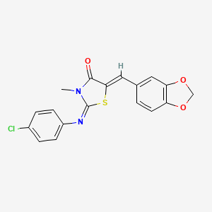 5-(1,3-benzodioxol-5-ylmethylene)-2-[(4-chlorophenyl)imino]-3-methyl-1,3-thiazolidin-4-one