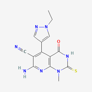 7-amino-5-(1-ethyl-1H-pyrazol-4-yl)-1-methyl-4-oxo-2-thioxo-1,2,3,4-tetrahydropyrido[2,3-d]pyrimidine-6-carbonitrile