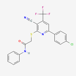 molecular formula C21H13ClF3N3OS B4559427 2-{[6-(4-chlorophenyl)-3-cyano-4-(trifluoromethyl)-2-pyridinyl]thio}-N-phenylacetamide CAS No. 617697-44-6