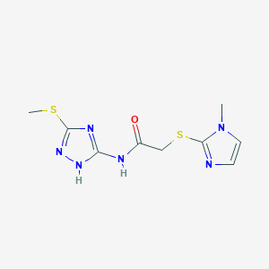 molecular formula C9H12N6OS2 B4559465 2-[(1-METHYL-1H-IMIDAZOL-2-YL)SULFANYL]-N~1~-[5-(METHYLSULFANYL)-1H-1,2,4-TRIAZOL-3-YL]ACETAMIDE 