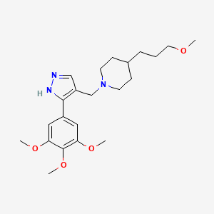 molecular formula C22H33N3O4 B4559473 4-(3-methoxypropyl)-1-[[5-(3,4,5-trimethoxyphenyl)-1H-pyrazol-4-yl]methyl]piperidine 