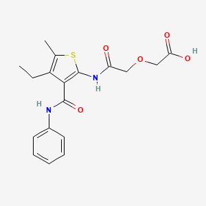 2-(2-{[3-(ANILINOCARBONYL)-4-ETHYL-5-METHYL-2-THIENYL]AMINO}-2-OXOETHOXY)ACETIC ACID