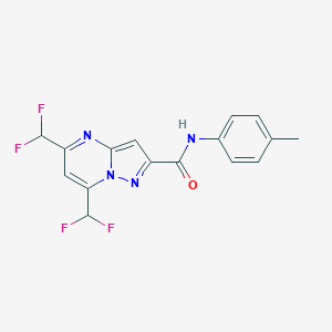 molecular formula C16H12F4N4O B455949 5,7-bis(difluoromethyl)-N-(4-methylphenyl)pyrazolo[1,5-a]pyrimidine-2-carboxamide 