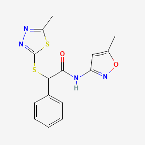 N-(5-methyl-3-isoxazolyl)-2-[(5-methyl-1,3,4-thiadiazol-2-yl)thio]-2-phenylacetamide