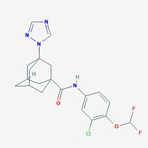 molecular formula C20H21ClF2N4O2 B455957 N-[3-chloro-4-(difluoromethoxy)phenyl]-3-(1H-1,2,4-triazol-1-yl)-1-adamantanecarboxamide 