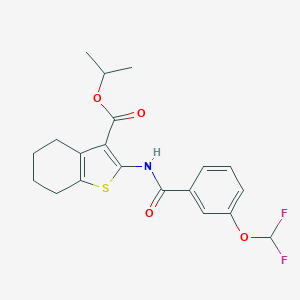 molecular formula C20H21F2NO4S B455960 Isopropyl 2-{[3-(difluoromethoxy)benzoyl]amino}-4,5,6,7-tetrahydro-1-benzothiophene-3-carboxylate 