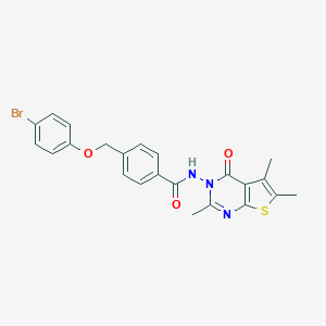 molecular formula C23H20BrN3O3S B455961 4-[(4-bromophenoxy)methyl]-N-(2,5,6-trimethyl-4-oxothieno[2,3-d]pyrimidin-3(4H)-yl)benzamide 