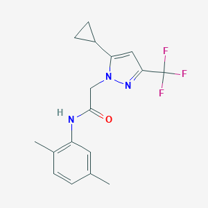 molecular formula C17H18F3N3O B455964 2-[5-cyclopropyl-3-(trifluoromethyl)-1H-pyrazol-1-yl]-N-(2,5-dimethylphenyl)acetamide 