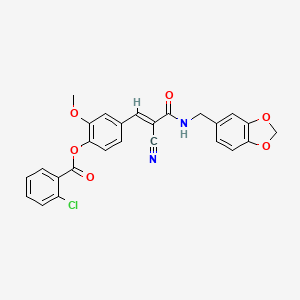 molecular formula C26H19ClN2O6 B4559668 4-{3-[(1,3-benzodioxol-5-ylmethyl)amino]-2-cyano-3-oxo-1-propen-1-yl}-2-methoxyphenyl 2-chlorobenzoate 