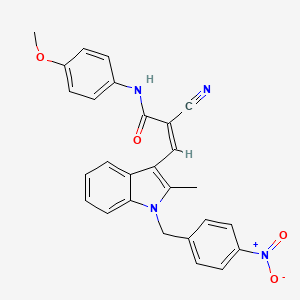 molecular formula C27H22N4O4 B4559711 (2Z)-2-cyano-N-(4-methoxyphenyl)-3-[2-methyl-1-(4-nitrobenzyl)-1H-indol-3-yl]prop-2-enamide 