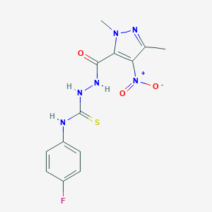 N-(4-fluorophenyl)-2-({4-nitro-1,3-dimethyl-1H-pyrazol-5-yl}carbonyl)hydrazinecarbothioamide