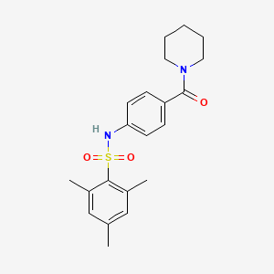 2,4,6-trimethyl-N-[4-(1-piperidinylcarbonyl)phenyl]benzenesulfonamide